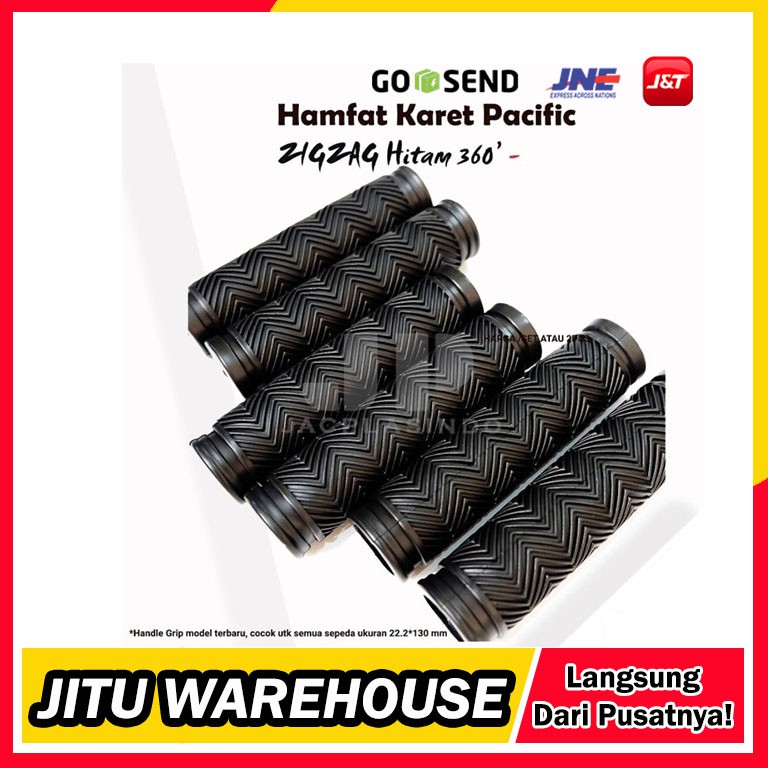 Karet Genggam Gagang Stang Sepeda Pacific  ZIGZAG Hitam 360 