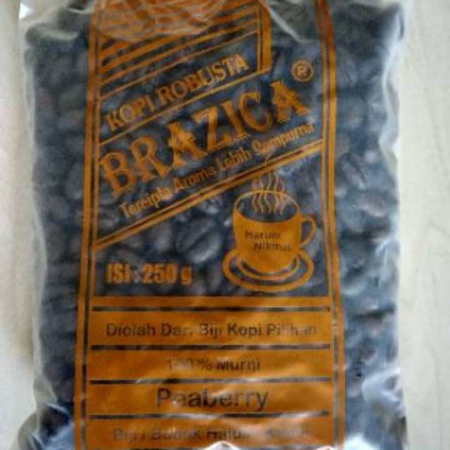 Kopi Robusta Lampung PEABERRY 250 gram "BRAZICA" ( Biji