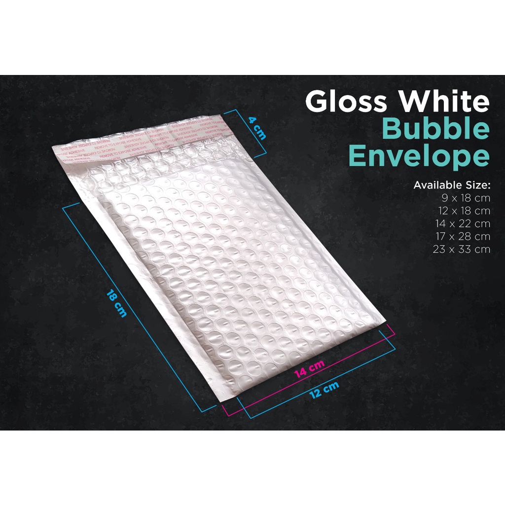 

Amplop Bubble 12 x 18 cm White Gloss Putih (isi 25 lbr)