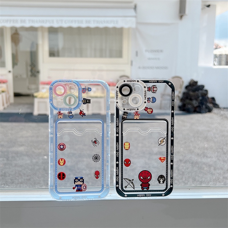 Soft Case Transparan Desain avengers spiderman captain america Untuk iPhone 12 13 Pro MAX 11 X XR XS MAX 7 8 Plus