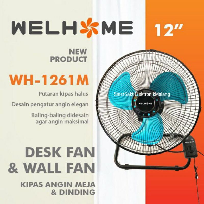 Kipas Angin Besi Industrial Tornado 12 Inch 12&quot; Duduk Dinding Desk fan Welhome Promo