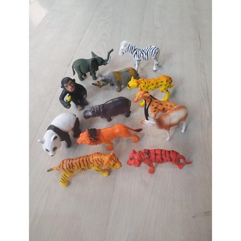 Mainan Hewan Karet Set Isi 12 Pcs Wild Animals