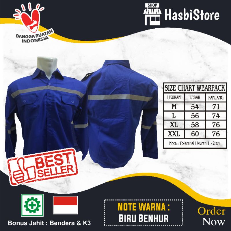 ATASAN BAJU KERJA SAFETY  /PROYEK/TAMBANG/KATELPAK /WERPCAK BINHUR PANJANG PRIA/WANITA