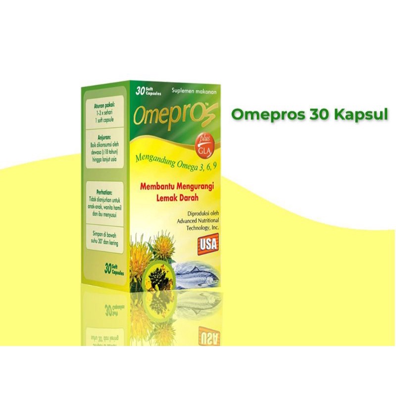 Omepros 30 dan 60 Soft Kapsul / Suplemen / Omega 3 / Kolesterol / Jantung / Herbal / Lemak