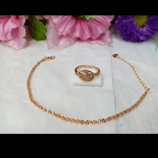 Gelang nuri tangan wanita uk 23 cm set cincin