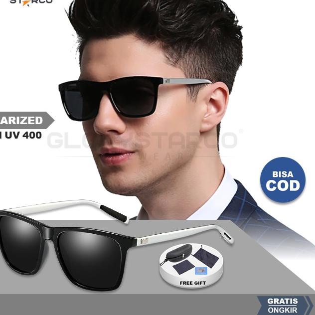 Kaca mata Polarized Pria Keren Anti UV  Kaca mata Hitam A378 바
