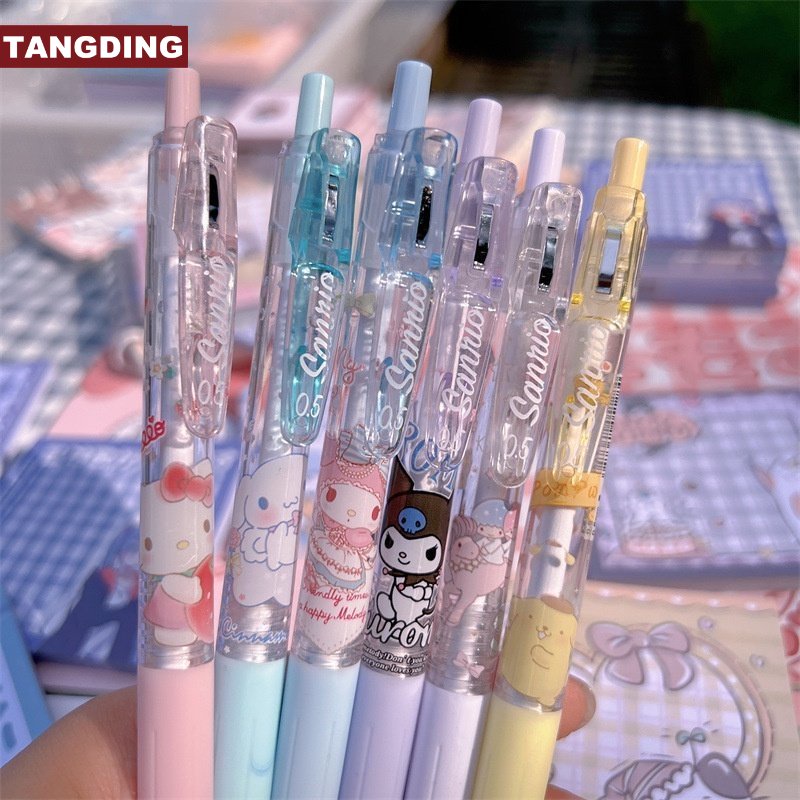 【COD Tangding】6pcs / Kantong Pulpen Gel Sanrio Warna Hitam Untuk Pelajar