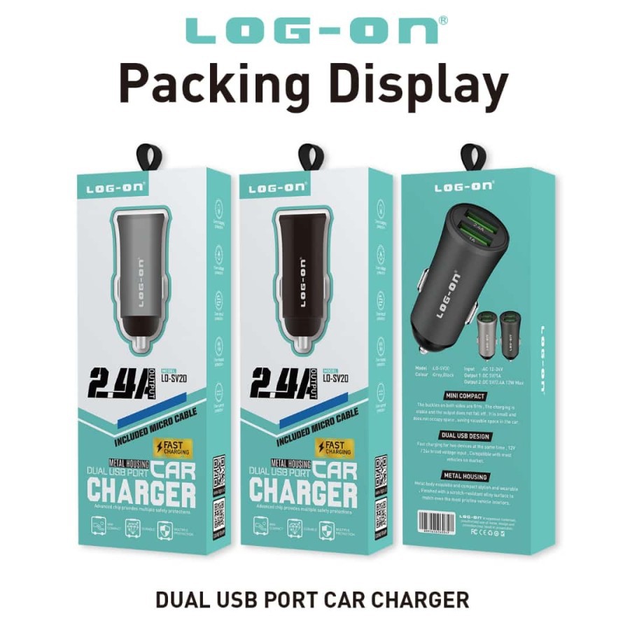 CHARGER MOBIL - SAVER LOG ON LO-SV20 DUAL USB 2,4A FAST CHARGING