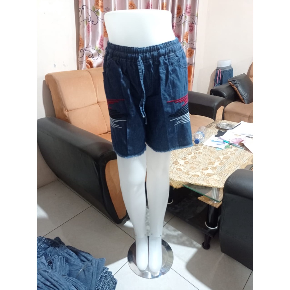 HOT PANTS JEANS RAWIS BORDIR LOVE PINGGANG KARET | NAYA | SUN | HOTPANTS JEANS