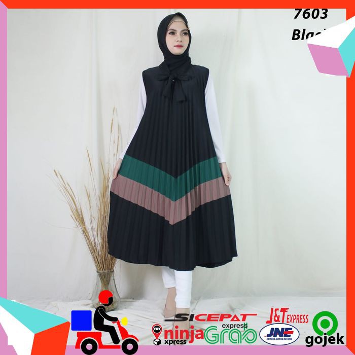 TUNIK IMPORT WANITA TUNIK PLISKET IMPORT KOMBINASI BAJU ATASAN KEKINIAN