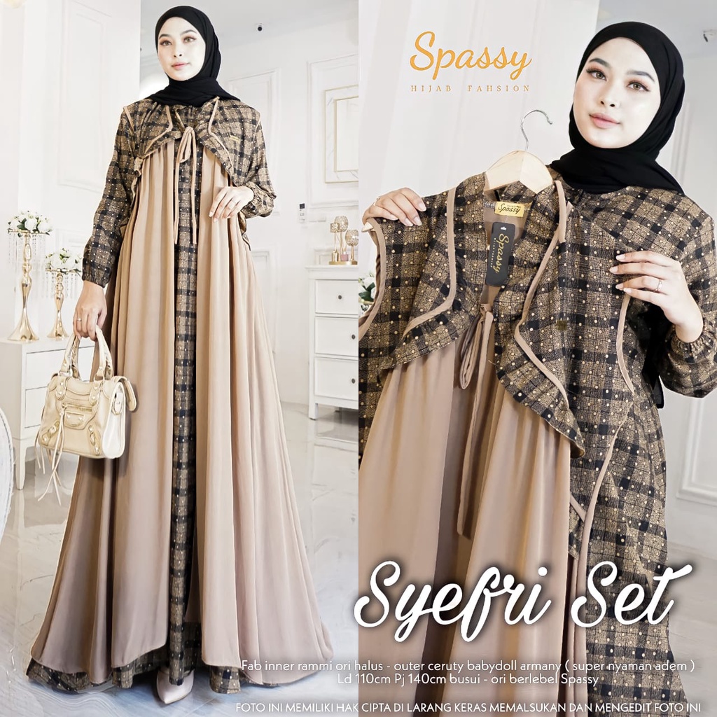 [[ BISA COD ]] TIDAK ORI UANG KEMBALI - ORI BERLABEL SPASSY - SYEFRI SET | GAMIS SPASSY ORI