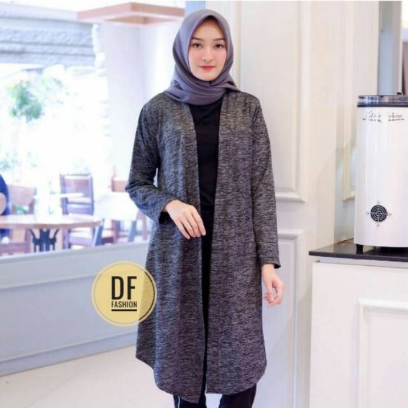 Long Cardigan Panjang/Outer Wanita Muslim-ABU TUA ( A.1 )