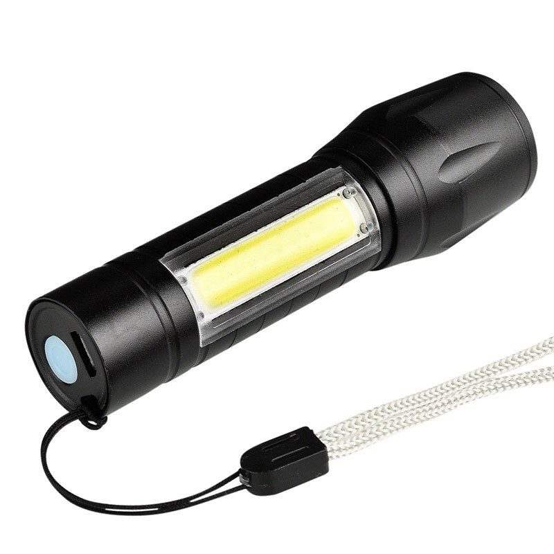 TaffLED Albinaly Senter LED USB Rechargeable Q5 + COB 2300 Lumens  - Black