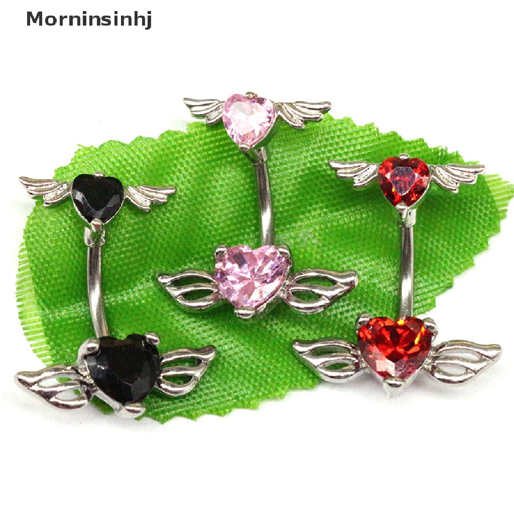 Mornin Cincin Pusar Untuk Wanita Perhiasan Tindik Pusar Malaikat Kuku Berbentuk Hati Cincin Pusar Stainless Steel Navel Ring Piercing Belly Bar Body Jewelry id