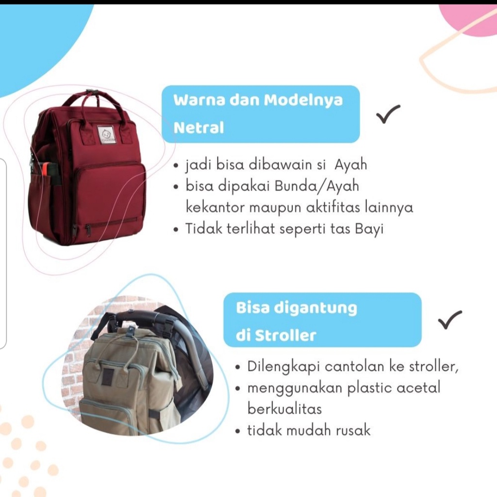 Diaper Bag Tas Bayi Ransel Perlengkapan Travelling  Papamama Clio 1007 FREE PERLAK + COOLER BAG