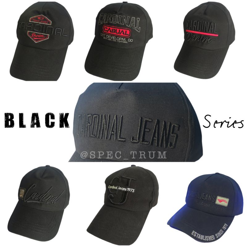 Topi Cardinal Black series/Fashion Pria/Wanita/Casual/Jeans/Denim/Topi Baseball/Topi Hitam/Topi Kere