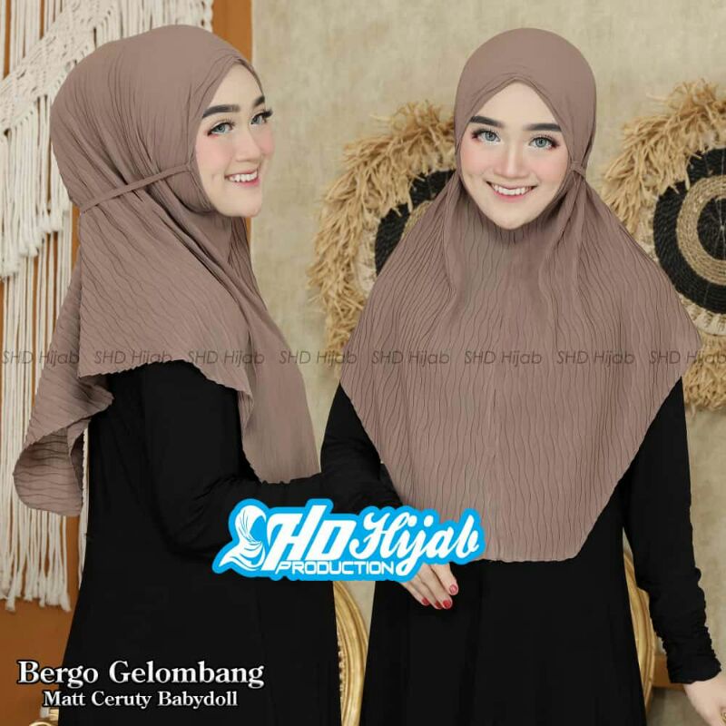 Jilbab Khimar Instan Siria Plisket Gelombang Zahra Ori SHD