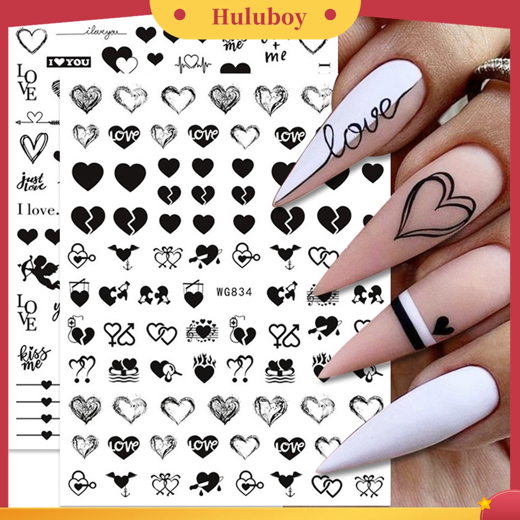 Huluboy Huluboy♡ Stiker Nail Art Efek 3D Ultra Tipis Untuk Wanita