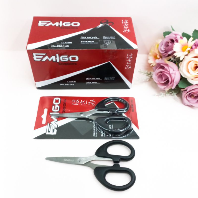 Gunting Scissors Emigo Isi 12Pcs Emigo Em145 Grosir