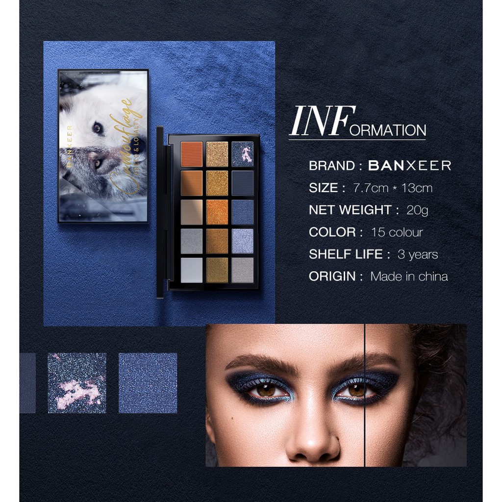 (READY &amp; ORI) Banxeer 15 Color Shimmer Matte Pigmented Camouflage Wolf Eyeshadow Pallete BX18 BX 18