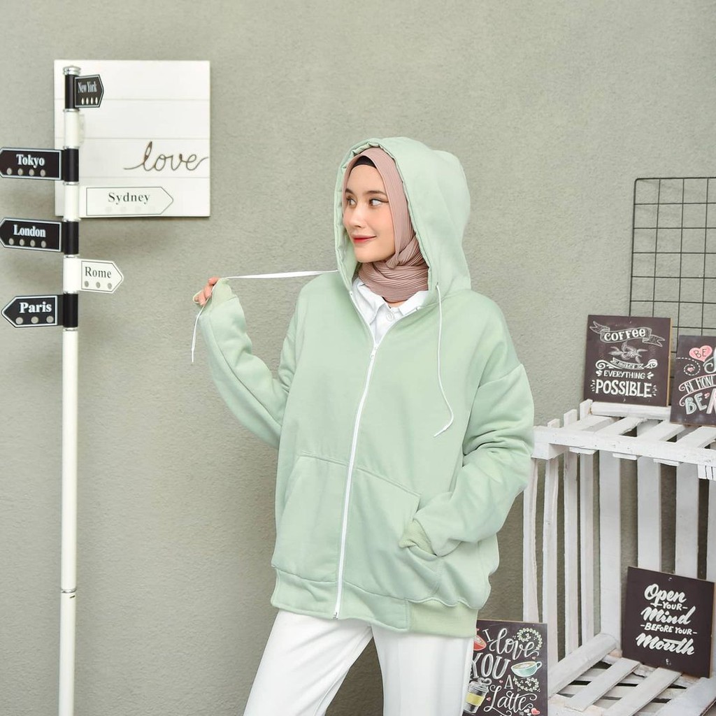Jaket Hodie Resleting / Jumbo XXL Sweater / Resleting Flece Sweater Pria / Wanita Jumbo Jaket / Zemp