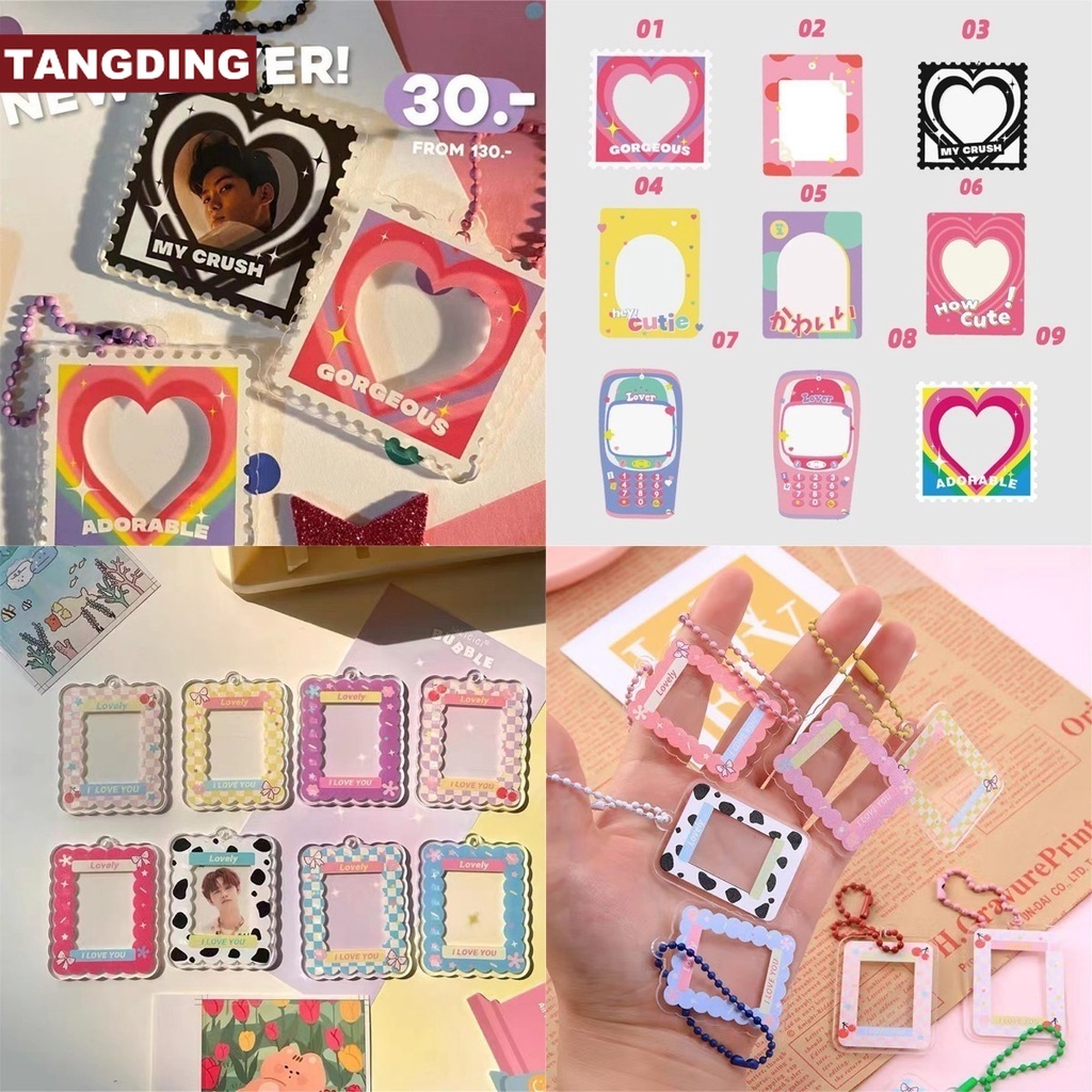 【COD Tangding】Gantungan Kunci Bingkai Foto Mini 17 Pola Bahan Akrilik Untuk Dekorasi