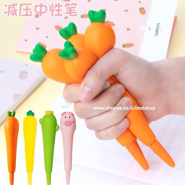 TERMURAH! SATUAN PULPEN SQUISHY gel pen 0.38mm piggy carrot cactus penguin bear pineapple strawberry