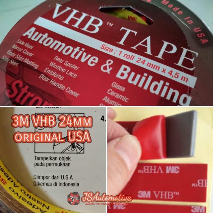 

Double Tape 3M Vhb Original 24Mm 4.5M Isolasi Bolak Balik Foam Elastic