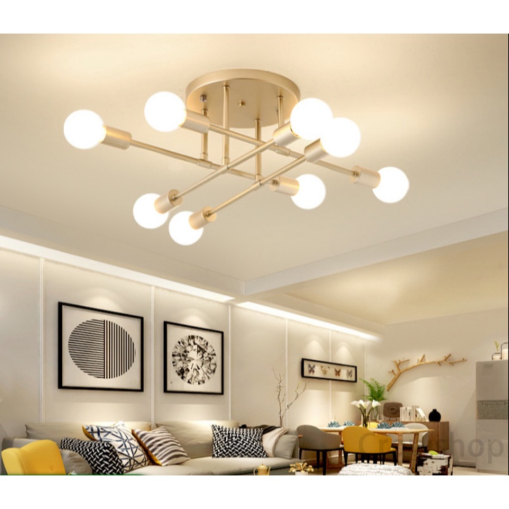 Lampu Gantung 6/8 Led E27 Industrial Bahan Besi Untuk Plafon Ruang Tamu Modern minimalist chandelier  (Bohlam tidak termasuk)