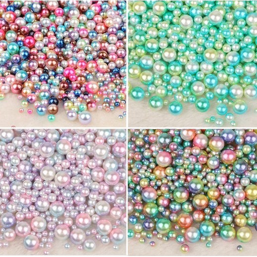 250Pcs Manik-Manik Mutiara Imitasi Bahan ABS Warna Pelangi Ukuran 4-10mm Untuk Membuat Perhiasan Wanita