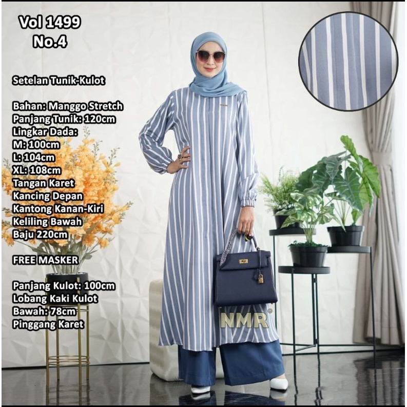 Set Tunik Kulot Cantik#NMR by Namira#Ori#Premium#Biru keAbuan