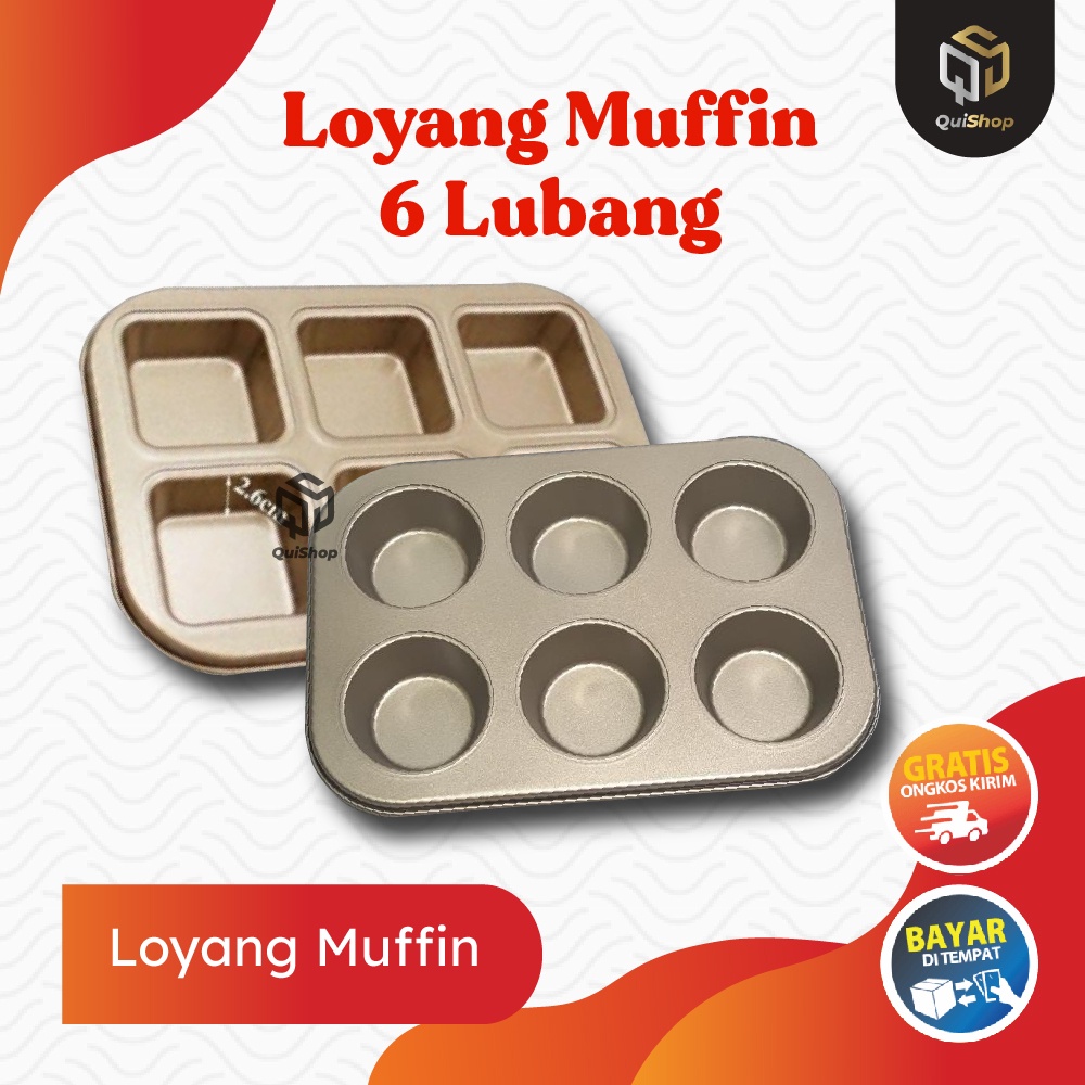 Cetakan Kue Loyang Kue Pastry Non-Stick Loyang 6 Cup Muffin Pan Teflon Peralatan Dapur Premium Termurah