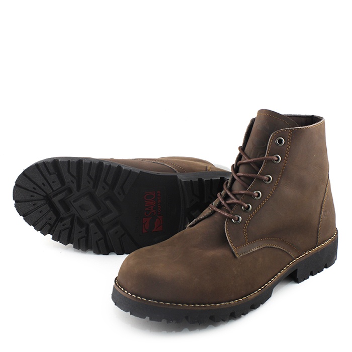 Sepatu Pria Boots Safety Sauqi Gantleman Sepatu Kulit Asli Ujung Besi