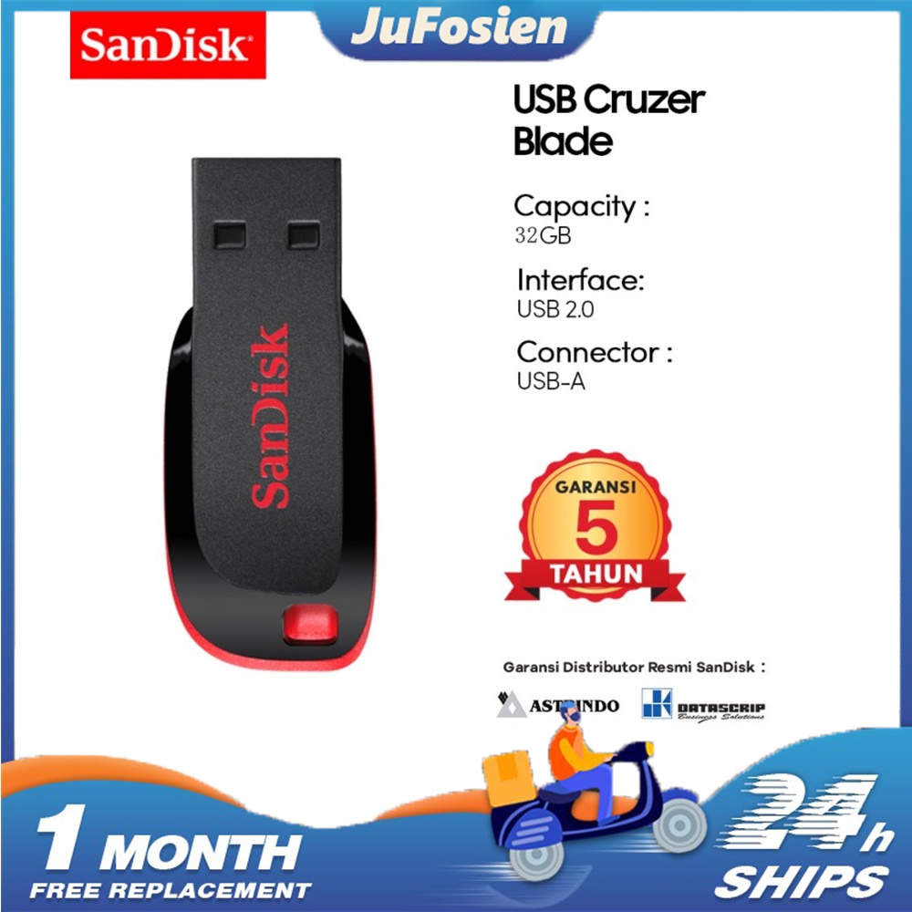 Flashdisk SanDisk 32GB SanDisk Flash Drive 16GB USB 2.0 Cruzer Blade CZ50