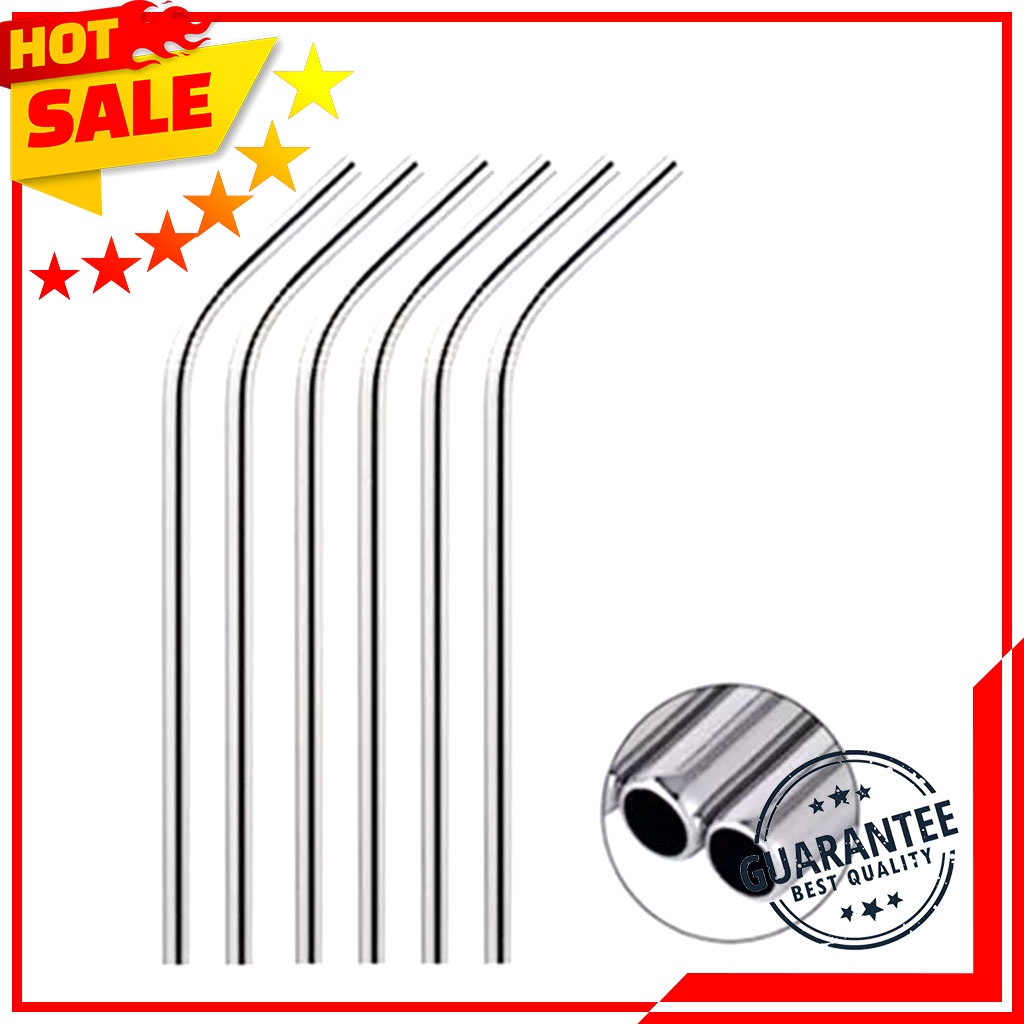 Paket 5 PCS Hemat Sedotan Stainless Steel Lengkung Ramah Lingkungan - Reusable Straw Sedotan Stainless Melengkung 5 Pcs