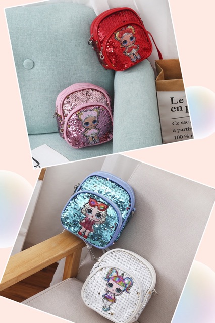 Tas ransel sling 2in1 sequin LOL - LOL9 backpack selempang anak perempuan