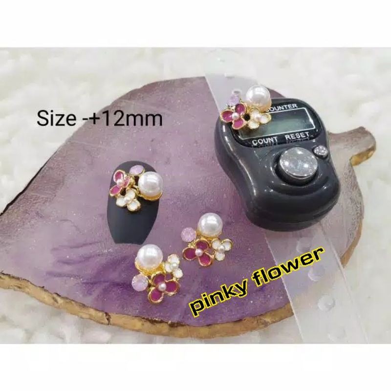 CHARM NAIL PINKY FLOWER 12MM / HIASAN KUKU / HIASAN TASBIH DIGITAL