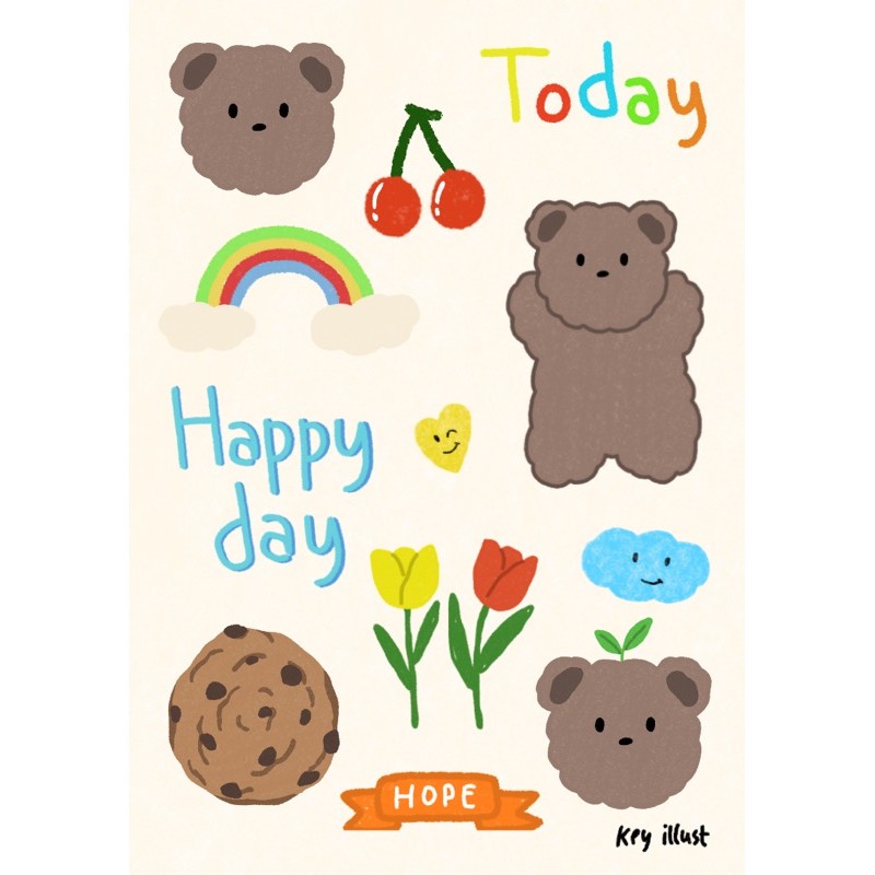 

Aesthetic sticker/ stiker jurnal beruang/ bullet journal sticker/ cute sticker KP03