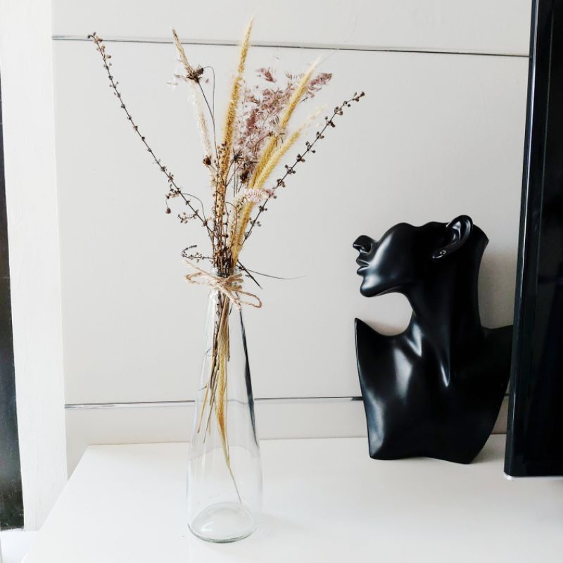 vas kaca tali rami / vas kaca mewah / vas bunga kaca bening / vas bunga kering