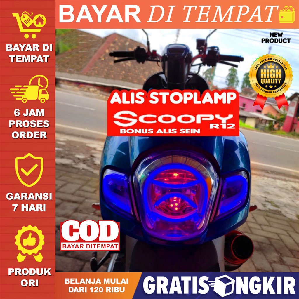 ALIS STOPLAMP SCOOPY DONAT LAMPU ALIS REM VARIASI REM BELAKANG SCOOPY 2017 2018 2019 SATU SET SIAP P