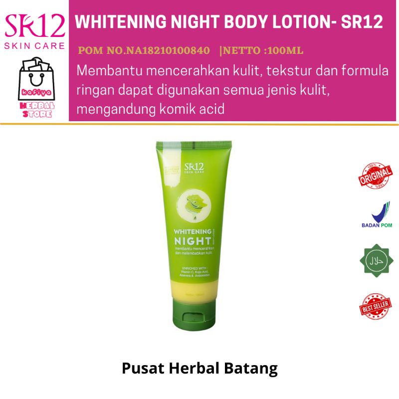 Whitening Night Body Lotion With Sakura Frogrance Series SR12 / Pencerah Tubuh / Pelembab Tubuh