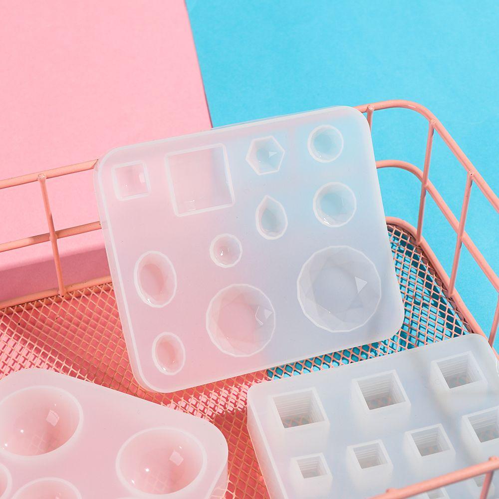 Top Resin Cetakan Silikon Kubus Segitiga Gantungan Kunci Kalung Transparan Liontin Mould