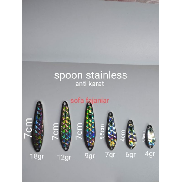 lure umpan casting UL spoon mini 4, 6,7,9,12,18gr stainlist