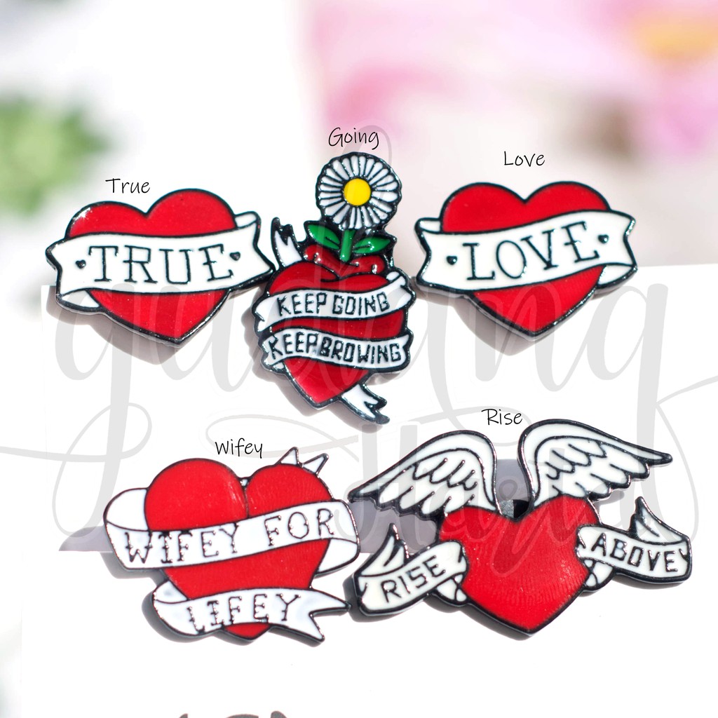 Pin Tas Red Heart Series Lucu Bros Pin Hijab Pins Badge Hati Merah GH 20823