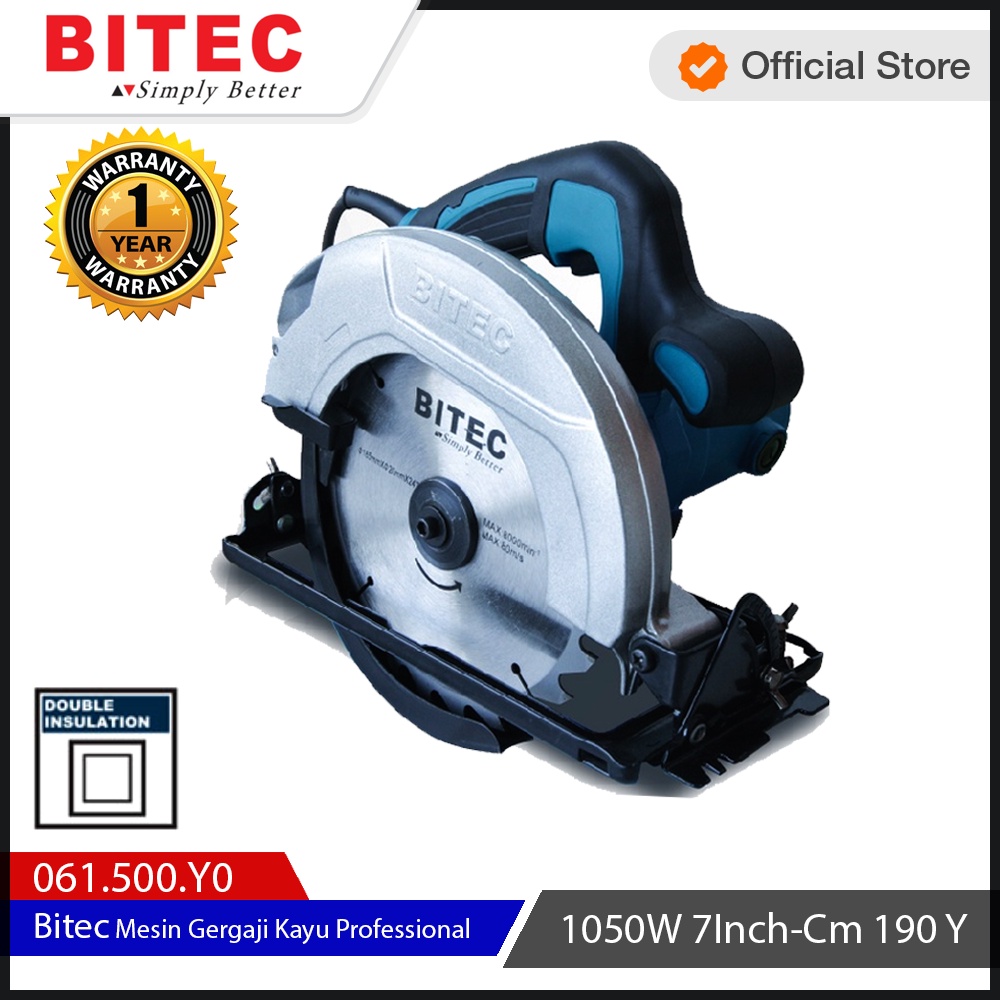 Bitec Mesin Gergaji Kayu Professional 1050W 7Inch-Cm 190 Y Garansi Resmi 1Th