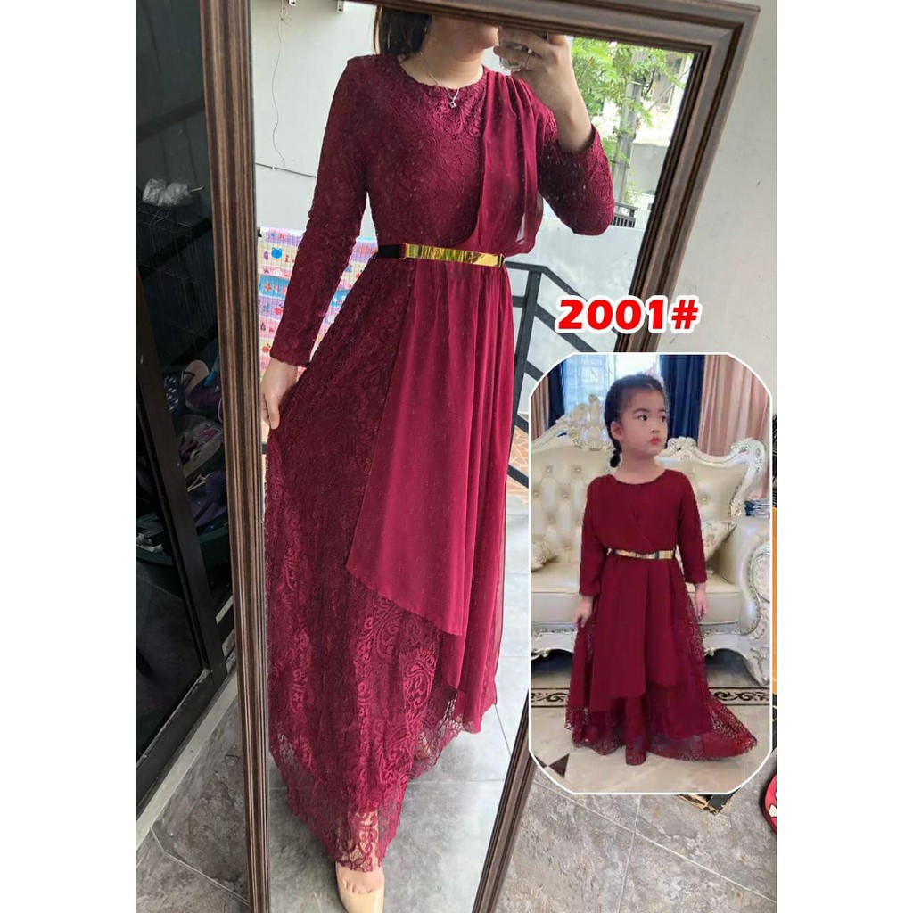 COUPLE 8175#(2001) ibu dan anak/fashion dress couple+FREE BELT BESI