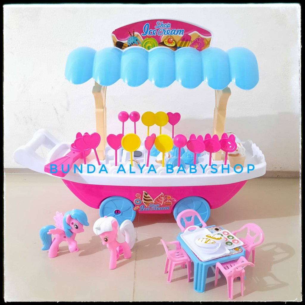 Ice Cream Stroller - Mainan Anak Edukasi - Gerobak Ice Cream Mainan - Troli Es Krim - Trolley Ice Cream Shop Ukuran Besar - Mainan Gerobak Es krim Dorong Fun Toys Ukuran Besar