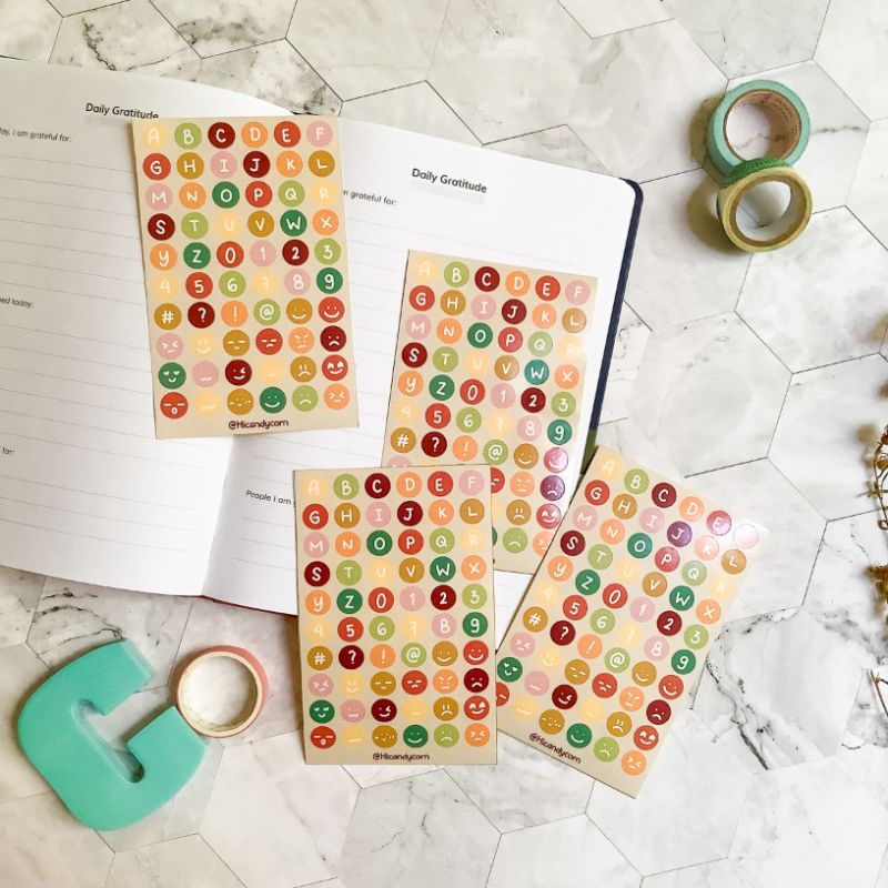 

(Minimal order 2) Sticker Alphabet Emoticon Murah Kisscut Journal Diary Scrapbook