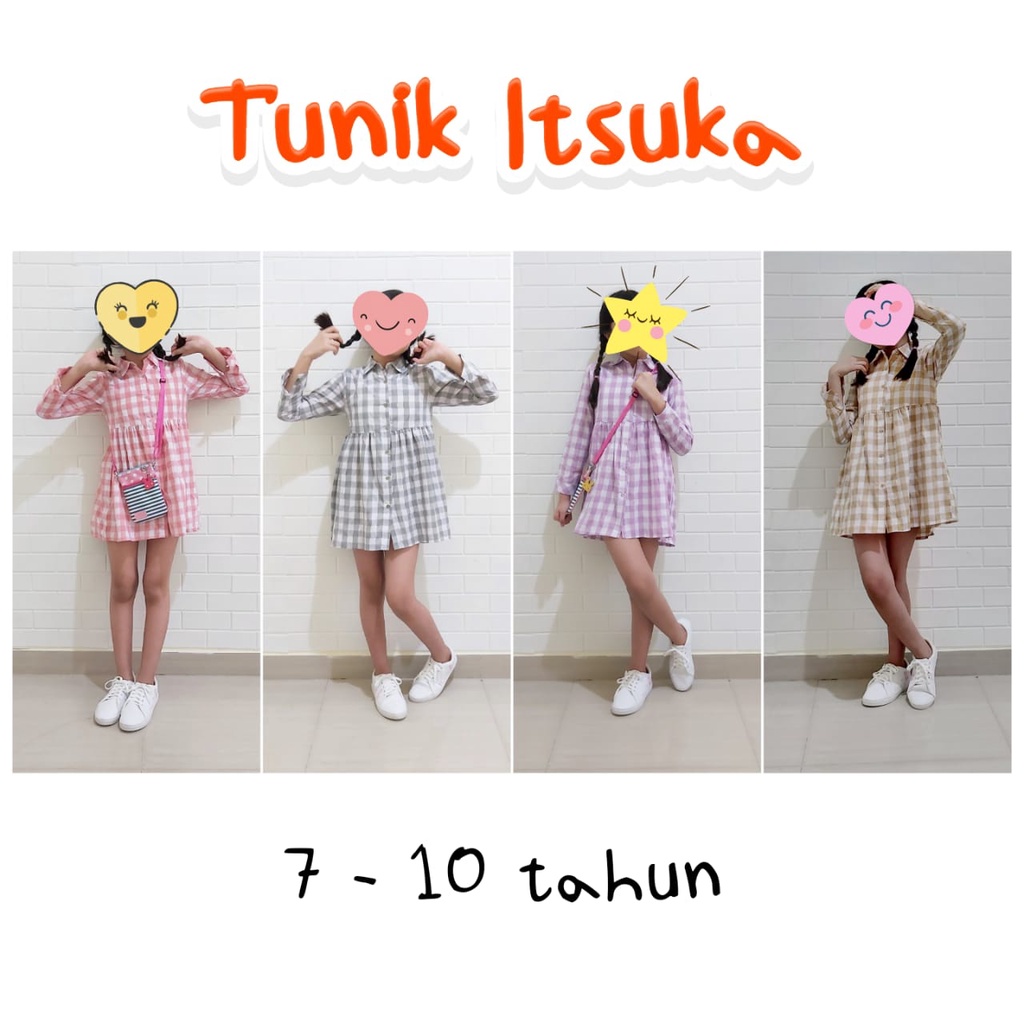 Tunik Itsuka Baju Tunik Anak Perempuan Usia 7 - 10 Tahun