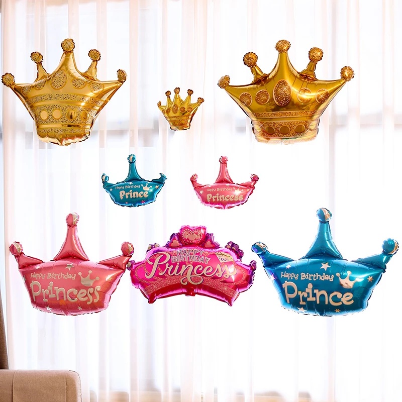 1pc Balon Bentuk Mahkota Princess Bahan Aluminum Warna Emas Ukuran Besar Untuk Dekorasi Pesta Ulang Tahun